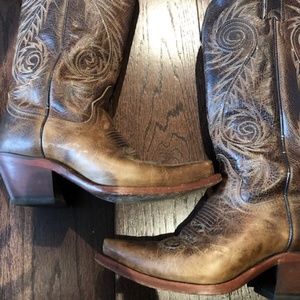 Justin Damiana brown distressed cowboy boots 5.5